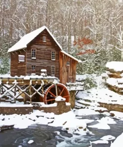 Glade Creek Grist Mill Paint By Numbers