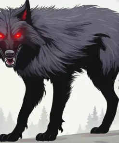 Red Eyes Black Wolf Paint By Numbers