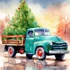 Christmas Farm Truck Paint By Numbers