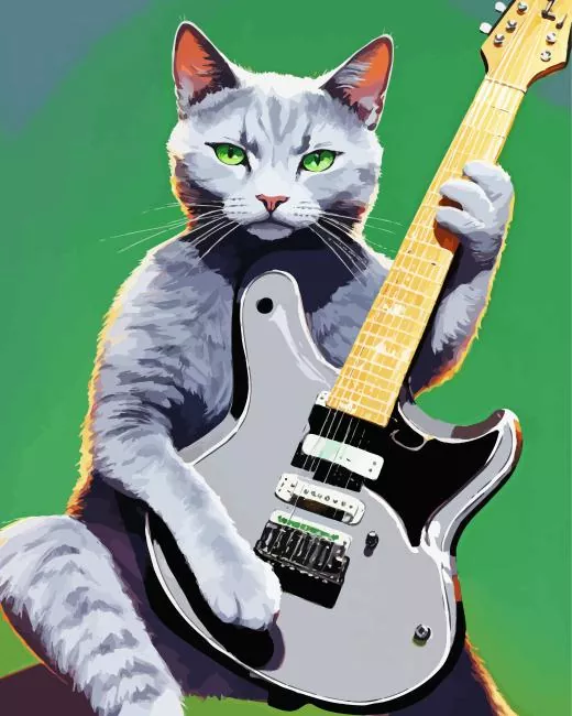 grey cat guitar player paint by numbers Guitar Player Paint By Numbers