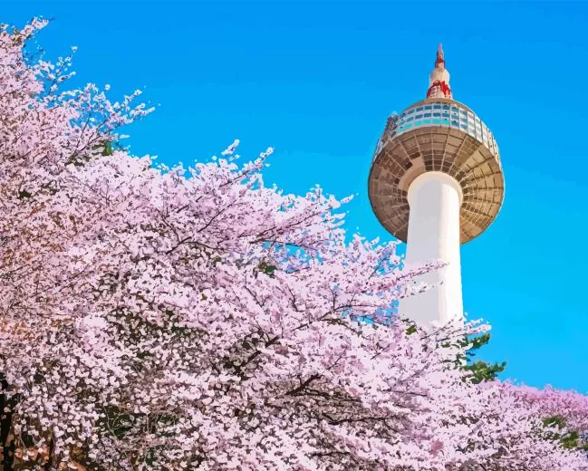 namsan tower paint by number The Namsan Tower Paint By Numbers