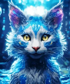 Fantasy Blue Cat Paint By Numbers