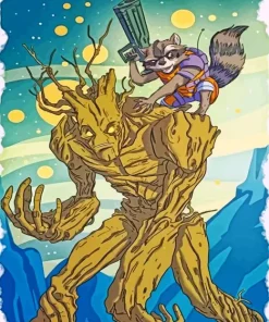 Groot And Rocket Paint By Numbers