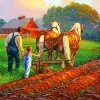 Farmer Plowing Art Paint By Numbers