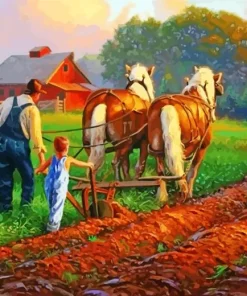 Farmer Plowing Art Paint By Numbers