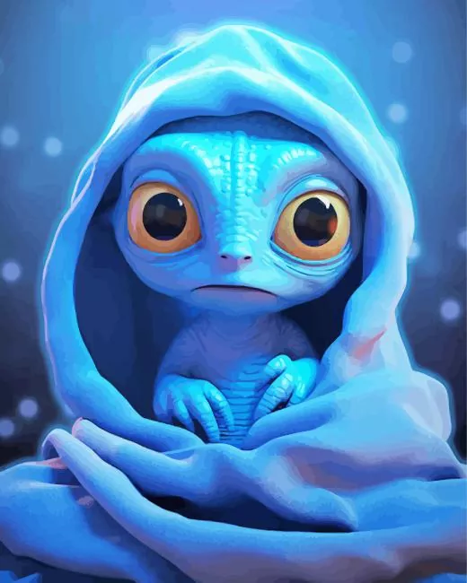 Baby Blue Alien paint by numbers Baby Blue Alien Paint By Numbers