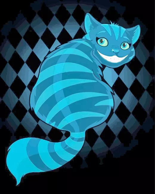 Illustration blue cheshire cat paint by numbers Blue Cheshire Cat Paint By Numbers