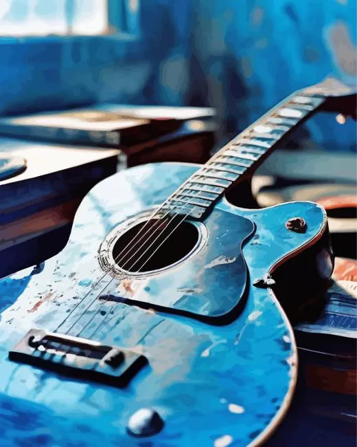 Old Blue Guitar paint by numbers Old Blue Guitar Paint By Numbers