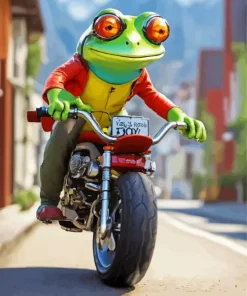 Frog And Motorcycle Paint By Numbers