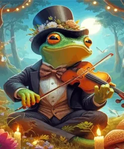 Frog Playing Violin Paint By Numbers