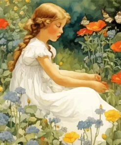 Girl In A Garden Paint By Numbers