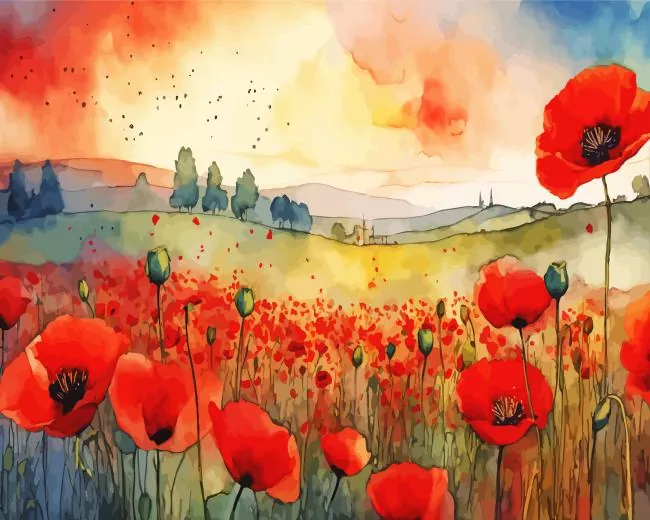 aesthetic red poppy flowers art paint by number Poppy Flowers Art Paint By Numbers