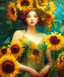 Sunflowers Girl Paint By Numbers