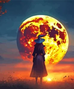 Witch And Moon Paint By Numbers