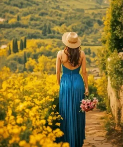 Lady Picking Flowers Paint By Numbers