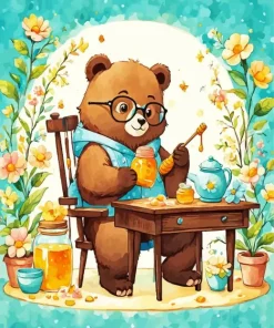 Bear Eating Honey Paint By Numbers