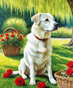 Labrador With Roses Paint By Numbers