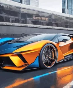 Orange Lamborghini Paint By Numbers