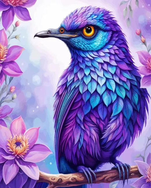blue and purple bird paint by numbers Purple Bird Paint By Numbers