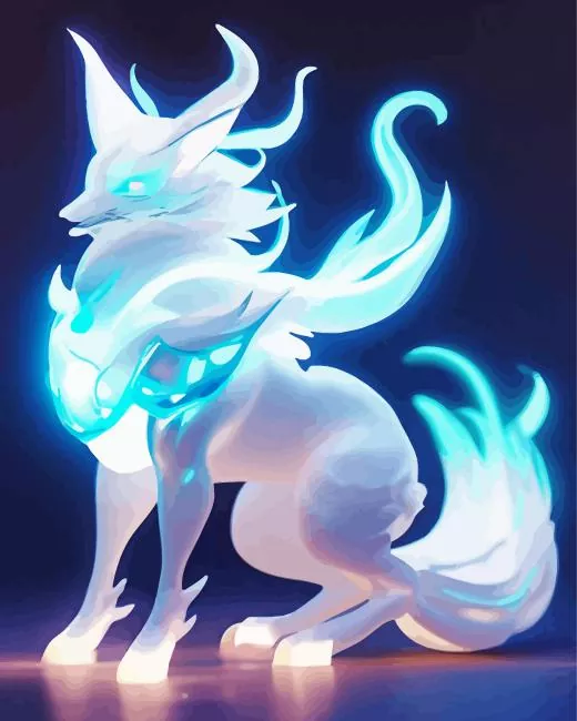 blue and white fox pokemon paint by number White Fox Pokemon Paint By Numbers