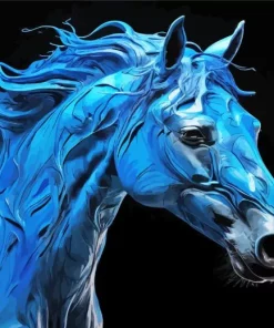 Blue Black Horse Paint By Numbers
