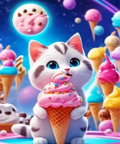 Cat Eating Paint By Numbers