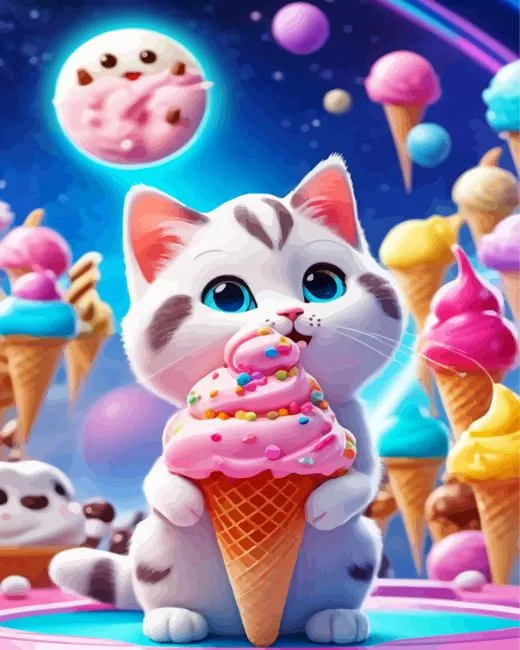 cat eating ice cream paint by number Cat Eating Paint By Numbers
