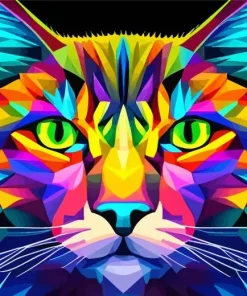 Colorful Abstract Cat Paint By Numbers