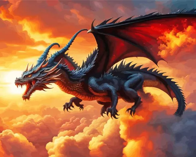 flying dragon art paint by number Flying Dragon Art Paint By Numbers