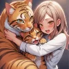 Girl Hugging Tiger Paint By Numbers
