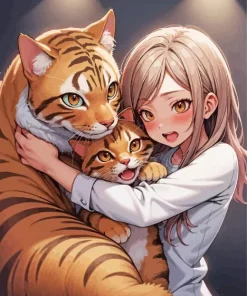 Girl Hugging Tiger Paint By Numbers