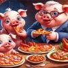 Pig Eating Pizza Paint By Numbers