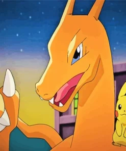 Pikachu With Charizard Paint By Numbers