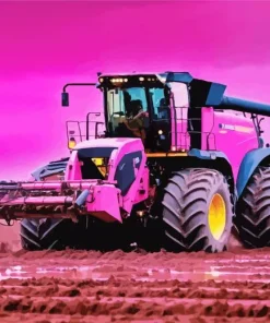 Pink Tractor Paint By Numbers