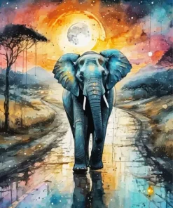 Abstract Elephant Moon Paint By Numbers
