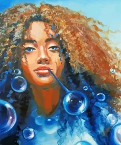 Girl Blowing Bubble Paint By Numbers