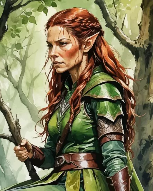 aesthetic elf female warrior art paint by numbers Elf Female Warrior Diamond Painting