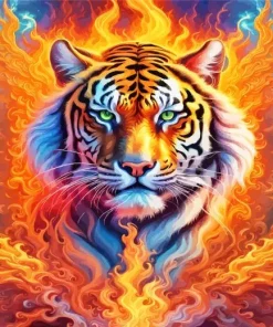 Flaming Tiger Art Paint By Numbers