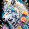 Flower Wolf Art Paint By Numbers