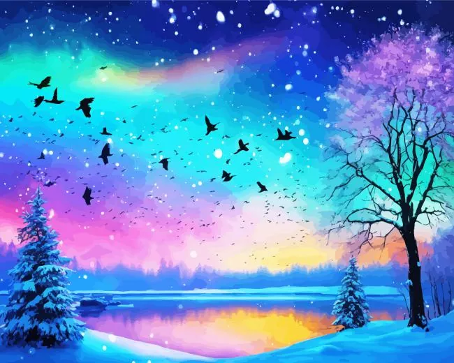 aesthetic frozen lake art paint by number Aesthetic Frozen Lake Paint By Numbers