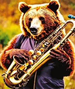 Bear Playing Baritone Paint By Numbers