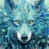Blue Green Wolf Head Paint By Numbers