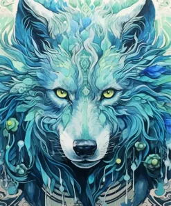 Blue Green Wolf Head Paint By Numbers