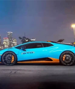 Blue Orange Lamborghini Paint By Numbers