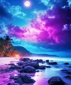 Blue And Purple Sunset Paint By Numbers