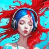 Blue And Red Girl Paint By Numbers