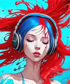 Blue And Red Girl Paint By Numbers