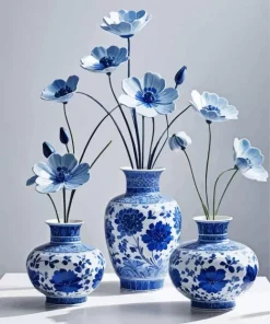 Blue And White Flower Paint By Numbers