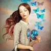 Blue Butterfly Girl Paint By Numbers