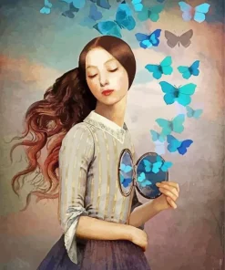 Blue Butterfly Girl Paint By Numbers